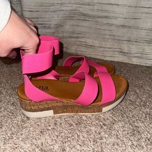 Pink Platform Strap Sandals